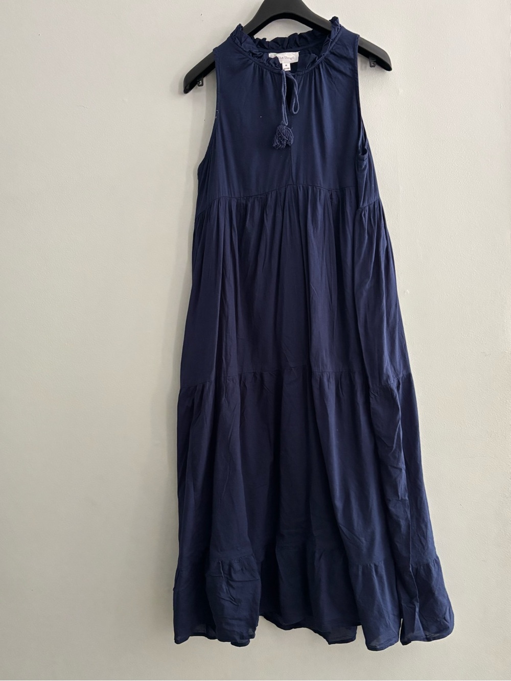 Pink Pineapple Sleeveless Navy Tiered Maxi Dress Size Medium